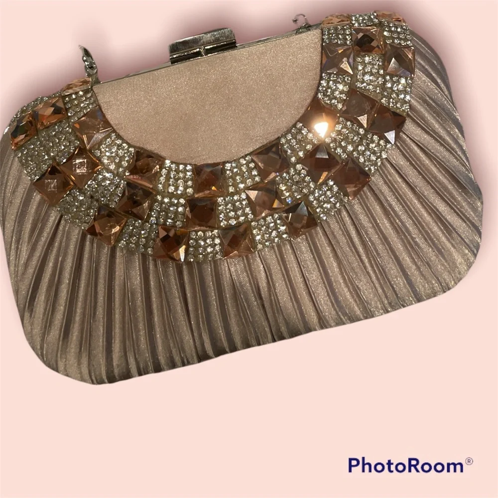 Elegant Blush Colored Clutch with Removable Strap